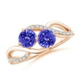 thumbnail image 1 of ANGARA Natural Round 1 ct Tanzanite Two Stone Bypass Ring with Diamonds in 14K Rose Gold for Women (Size-5mm) | December Birthstone, Anniversary, Jewelry Gift for Women | Natural Tanzanite Ring, 1 of 12