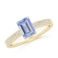 thumbnail image 1 of ANGARA Natural Octagonal 1 ct Tanzanite Cocktail Ring with Diamonds in 14K Yellow Gold for Women (Size-7x5mm) | December Birthstone, Anniversary, Jewelry Gift for Women | Natural Tanzanite Ring, 1 of 11