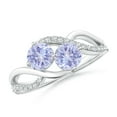 thumbnail image 1 of ANGARA Natural Round 1 ct Tanzanite Two Stone Bypass Ring with Diamonds in 925 Sterling Silver for Women (Size-5mm) | December Birthstone, Anniversary, Jewelry Gift for Women | Natural Tanzanite Ring, 1 of 12