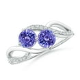 thumbnail image 1 of ANGARA Natural Round 1 ct Tanzanite Two Stone Bypass Ring with Diamonds in 925 Sterling Silver for Women (Size-5mm) | December Birthstone, Anniversary, Jewelry Gift for Women | Natural Tanzanite Ring, 1 of 11
