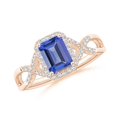 thumbnail image 1 of Angara Natural 1 Ct. Tanzanite with Diamond Halo Ring in 14K Rose Gold for Women (Ring Size: 3), 1 of 10