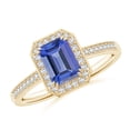 thumbnail image 1 of Angara Natural 1 Ct. Tanzanite with Diamond Halo Ring in 14K Yellow Gold for Women (Ring Size: 3), 1 of 9
