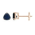 thumbnail image 1 of ANGARA Natural 1 Ct Claw-Set Trillion Sapphire Stud Earrings in 14K Rose Gold for Women (Size-5mm) | September Birthstone, Anniversary, Jewelry Gift for Women | Natural Blue Sapphire Earrings, 1 of 7