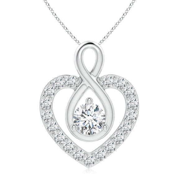 Angara Natural 1 ct Diamond Heart Pendant Necklace for Women in 14K White Gold (Size-6.4mm) – April Birthstone Jewelry | Diamond Heart Necklace