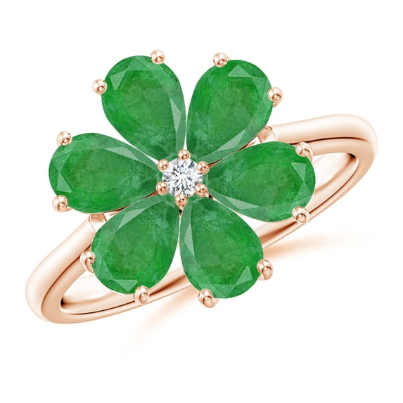 Angara Natural 2.1 Ct. Emerald with Diamond Fashion Ring in 14K Rose Gold for Women (Ring Size: 3.5)