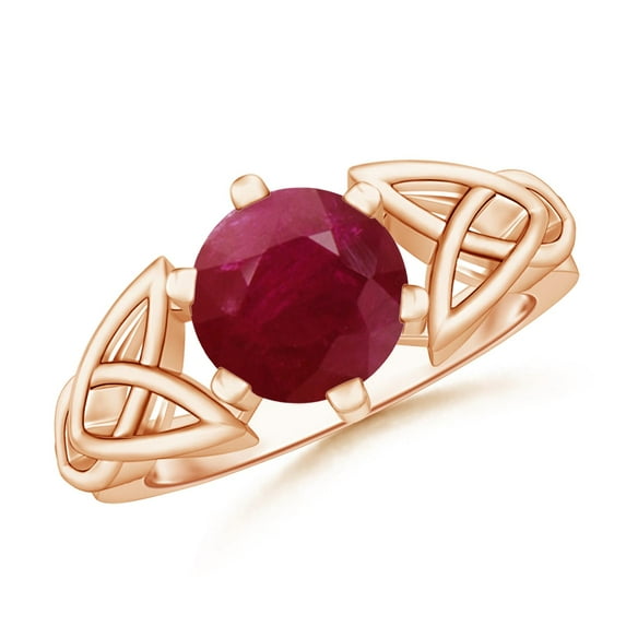 ANGARA Natural Solitaire Round 2.1 ct Ruby Celtic Knot Engagement Ring in 14K Rose Gold for Women (Size-8mm) | July Birthstone, Birthday, Anniversary, Jewelry Gift for Women | Natural Ruby Ring