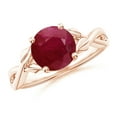 thumbnail image 1 of ANGARA Natural Nature Inspired 2.1 ct Ruby Crossover Engagement Ring with Leaf Motifs in 14K Rose Gold for Women (Size-8mm) | July Birthstone, Anniversary, Jewelry Gift for Women | Natural Ruby Ring, 1 of 9