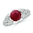 thumbnail image 1 of ANGARA Natural Solitaire Round 2.1 ct Ruby Celtic Knot Engagement Ring in 14K White Gold for Women (Size-8mm) | July Birthstone, Birthday, Anniversary, Jewelry Gift for Women | Natural Ruby Ring, 1 of 10