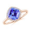 thumbnail image 1 of ANGARA Natural Claw-Set Cushion 2.15 ct Tanzanite Cocktail Halo Ring in 14K Rose Gold for Women (Size-8mm) | December Birthstone, Anniversary, Jewelry Gift for Women | Natural Tanzanite Ring, 1 of 8