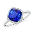 thumbnail image 1 of ANGARA Natural Claw-Set Cushion 2.15 ct Tanzanite Cocktail Halo Ring in 14K White Gold for Women (Size-8mm) | December Birthstone, Anniversary, Jewelry Gift for Women | Natural Tanzanite Ring, 1 of 9