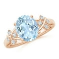 thumbnail image 1 of ANGARA Natural Solitaire 2.2 ct Aquamarine Criss Cross Ring with Diamonds in 14K Rose Gold for Women (Size-10x8mm) | March Birthstone, Anniversary, Jewelry Gift for Women | Natural Aquamarine Ring, 1 of 9