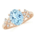thumbnail image 1 of ANGARA Natural Solitaire 2.2 ct Aquamarine Criss Cross Ring with Diamonds in 14K Rose Gold for Women (Size-10x8mm) | March Birthstone, Anniversary, Jewelry Gift for Women | Natural Aquamarine Ring, 1 of 7