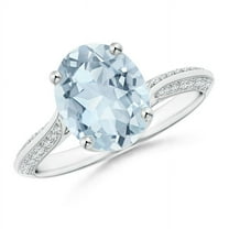 ANGARA Natural 2.2 Ct. Aquamarine with Diamond Classic Ring in 14K White Gold for Women (Ring Size: 7)