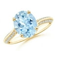 thumbnail image 1 of Angara Natural 2.2 Ct. Aquamarine with Diamond Classic Ring in 14K Yellow Gold for Women (Ring Size: 3), 1 of 8