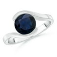 thumbnail image 1 of ANGARA Natural Semi Bezel-Set Solitaire 2.2 ct Blue Sapphire Bypass Ring in 14K White Gold for Women (Size-8mm) | September Birthstone, Anniversary, Jewelry Gift for Women | Natural Sapphire Ring, 1 of 10