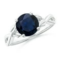 thumbnail image 1 of ANGARA Natural 2.2 ct Blue Sapphire Crossover Engagement Ring in 14K White Gold for Women (Size-8mm) | September Birthstone, Anniversary, Jewelry Gift for Women | Natural Sapphire Ring, 1 of 10