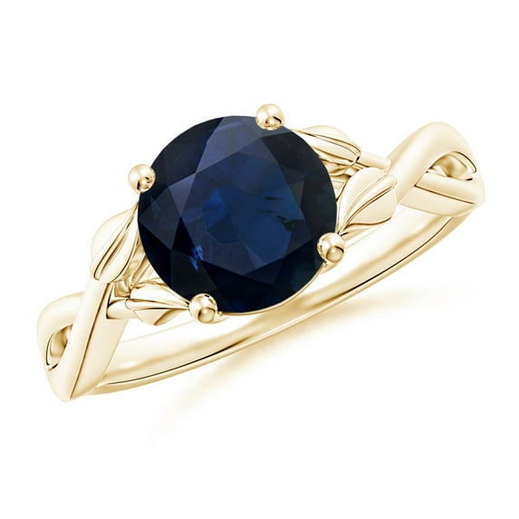 ANGARA Natural 2.2 ct Blue Sapphire Crossover Engagement Ring in 14K Yellow Gold for Women (Size-8mm) | September Birthstone, Anniversary, Jewelry Gift for Women | Natural Sapphire Ring