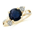 thumbnail image 1 of ANGARA Natural 2.2 Ct Sapphire and Diamond Twisted Vine Ring in 14K Yellow Gold for Women (Size-8mm) | September Birthstone, Birthday, Anniversary, Jewelry Gift for Women | Natural Blue Sapphire Ring, 1 of 10