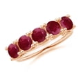 thumbnail image 1 of ANGARA Natural Half Eternity Five Stone 2.2 ct Ruby Wedding Band in 14K Rose Gold for Women (Size-4.5mm) | July Birthstone, Birthday, Anniversary, Jewelry Gift for Women | Natural Ruby Ring, 1 of 9