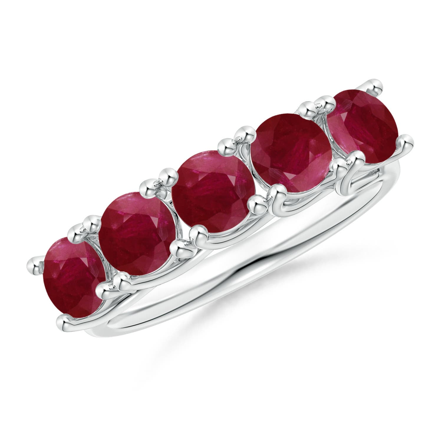 ANGARA Natural Half Eternity Five Stone 2.2 ct Ruby Wedding Band in 14K ...