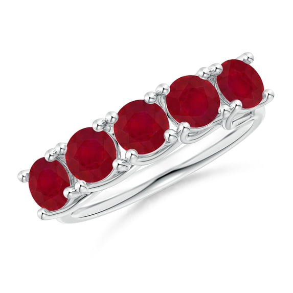 ANGARA Natural Half Eternity Five Stone 2.2 ct Ruby Wedding Band in 14K White Gold for Women (Size-4.5mm) | July Birthstone, Birthday, Anniversary, Jewelry Gift for Women | Natural Ruby Ring