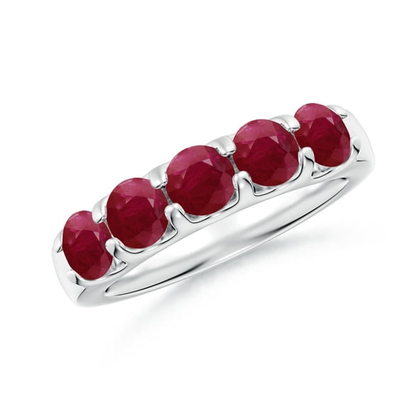Angara Natural 2.2 Ct. Ruby Non Eternity Wedding Band in 14K White Gold for Women (Ring Size: 8)