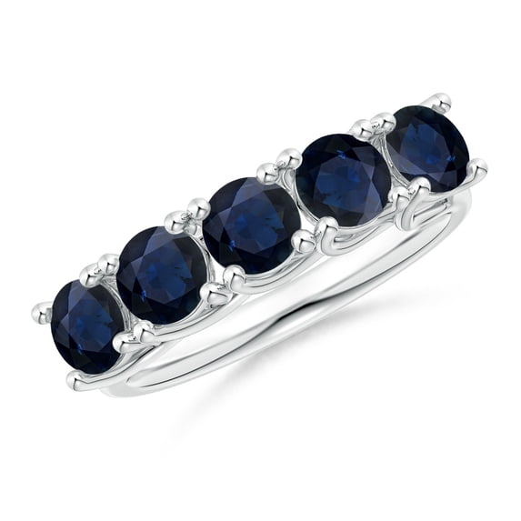 ANGARA Natural Half Eternity 5 Stone 2.3 ct Blue Sapphire Wedding Band in 925 Sterling Silver for Women (Size-4.5mm) | Anniversary, Jewelry Gift for Women | Natural Sapphire Ring