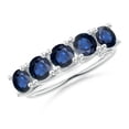 thumbnail image 1 of ANGARA Natural Half Eternity 5 Stone 2.3 ct Blue Sapphire Wedding Band in 925 Sterling Silver for Women (Size-4.5mm) | Anniversary, Jewelry Gift for Women | Natural Sapphire Ring, 1 of 10