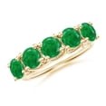 thumbnail image 1 of ANGARA Natural Half Eternity Five Stone 2.25 ct Emerald Wedding Band in 14K Yellow Gold for Women (Size-5mm) | May Birthstone, Birthday, Anniversary, Jewelry Gift for Women | Natural Emerald Ring, 1 of 13