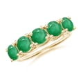 thumbnail image 1 of ANGARA Natural Half Eternity Five Stone 2.25 ct Emerald Wedding Band in 14K Yellow Gold for Women (Size-5mm) | May Birthstone, Birthday, Anniversary, Jewelry Gift for Women | Natural Emerald Ring, 1 of 12