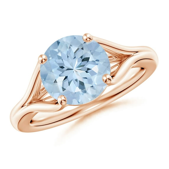 Angara Natural 2.3 Ct. Aquamarine Solitaire Ring in 14K Rose Gold for Women (Ring Size: 11)
