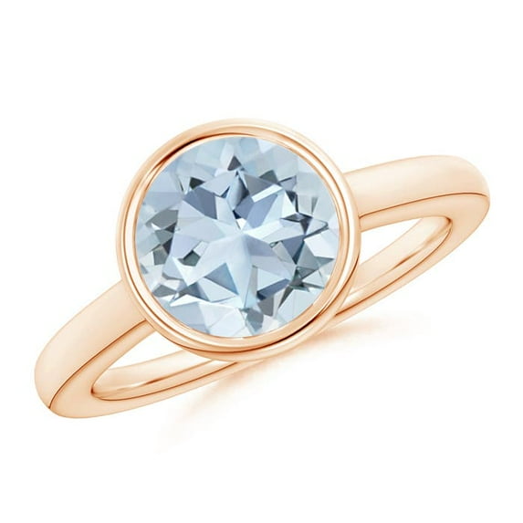 Angara Natural 2.3 Ct. Aquamarine Solitaire Ring in 14K Rose Gold for Women (Ring Size: 3.5)