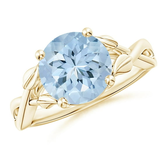 Angara Natural 2.3 Ct. Aquamarine Solitaire Ring in 14K Yellow Gold for Women (Ring Size: 5)