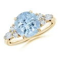 thumbnail image 1 of ANGARA Natural Round 2.3 ct Aquamarine Engagement Ring with Diamonds in 14K Yellow Gold for Women (Size-9mm) | March Birthstone, Anniversary, Jewelry Gift for Women | Natural Aquamarine Ring, 1 of 10