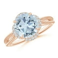 thumbnail image 1 of ANGARA Natural Round 2.3 ct Aquamarine Rope Pattern Split Shank Cocktail Ring in 14K Rose Gold for Women (Size-9mm) | March Birthstone, Anniversary, Jewelry Gift for Women | Natural Aquamarine Ring, 1 of 9