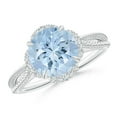 thumbnail image 1 of ANGARA Natural Round 2.3 ct Aquamarine Rope Pattern Split Shank Cocktail Ring in 14K White Gold for Women (Size-9mm) | March Birthstone, Anniversary, Jewelry Gift for Women | Natural Aquamarine Ring, 1 of 9