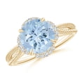 thumbnail image 1 of Angara Natural 2.3 Ct. Aquamarine with Diamond Halo Ring in 14K Yellow Gold for Women (Ring Size: 3), 1 of 10
