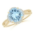 thumbnail image 1 of ANGARA Natural Round 2.3 ct Aquamarine Rope Pattern Split Shank Cocktail Ring in 14K Yellow Gold for Women (Size-9mm) | March Birthstone, Anniversary, Jewelry Gift for Women | Natural Aquamarine Ring, 1 of 9