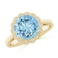 thumbnail image 1 of ANGARA Natural 2.3 ct Aquamarine Scalloped Halo Ring in 14K Yellow Gold for Women (Size-9mm) | March Birthstone, Birthday, Anniversary, Jewelry Gift for Women | Natural Aquamarine Ring, 1 of 8