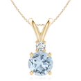 thumbnail image 1 of ANGARA Natural 2.3 ct Aquamarine Solitaire V-Bale Pendant with Diamond in 14K Yellow Gold for Women (Size-9mm) | March Birthstone, Anniversary, Jewelry Gift for Women | Natural Aquamarine Necklace, 1 of 9