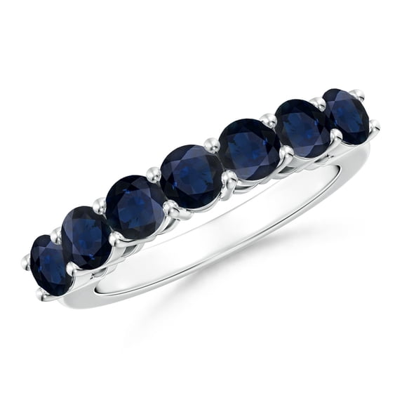 ANGARA Natural Half Eternity Seven Stone 2.31 ct Blue Sapphire Wedding Band in 14K White Gold for Women (Size-4mm) | September Birthstone, Anniversary, Jewelry Gift for Women | Natural Sapphire Ring