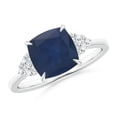 thumbnail image 1 of ANGARA Natural Cushion 2.35 ct Blue Sapphire Engagement Ring with Diamonds in 14K White Gold for Women (Size-8mm) | September Birthstone, Anniversary, Jewelry Gift for Women | Natural Sapphire Ring, 1 of 10