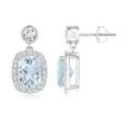 thumbnail image 1 of ANGARA Natural Cushion 2.4 ct Aquamarine Dangle Earrings with Diamond in 14K White Gold for Women (Size-8x6mm) | March Birthstone, Anniversary, Jewelry Gift for Women | Natural Aquamarine Earrings, 1 of 7