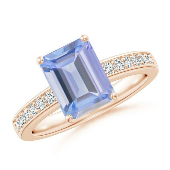 Angara Natural 2.4 Ct. Tanzanite with Diamond Classic Ring in 14K Rose Gold for Women (Ring Size: 11.5)