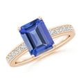 thumbnail image 1 of ANGARA Natural Octagonal 2.4 ct Tanzanite Cocktail Ring with Diamonds in 14K Rose Gold for Women (Size-9x7mm) | December Birthstone, Anniversary, Jewelry Gift for Women | Natural Tanzanite Ring, 1 of 10