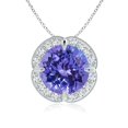 thumbnail image 1 of ANGARA Natural Claw-Set 2.4 ct Tanzanite Clover Pendant with Diamond Halo in 14K White Gold for Women (Size-9mm) | December Birthstone, Anniversary Jewelry Gift for Women | Natural Tanzanite Necklace, 1 of 8