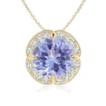 thumbnail image 1 of ANGARA Natural Claw-Set 2.4 ct Tanzanite Clover Pendant with Diamond in 14K Yellow Gold for Women (Size-9mm) | December Birthstone, Anniversary, Jewelry Gift for Women | Natural Tanzanite Necklace, 1 of 8