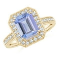 thumbnail image 1 of ANGARA Natural 2.4 ct Tanzanite Engagement Ring with Diamond Halo in 14K Yellow Gold for Women (Size-9x7mm) | December Birthstone, Anniversary, Jewelry Gift for Women | Natural Tanzanite Ring, 1 of 8