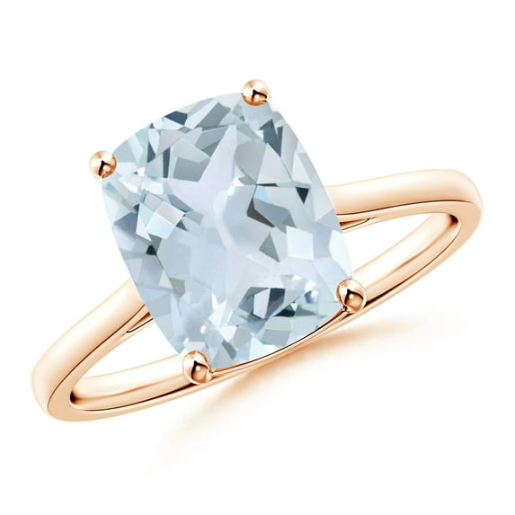 Angara Natural 2.45 Ct. Aquamarine Fashion Ring in 14K Rose Gold for Women (Ring Size: 3)