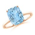 thumbnail image 1 of ANGARA Natural Prong-Set Cushion 2.45 ct Aquamarine Solitaire Ring in 14K Rose Gold for Women (Size-10x8mm) | March Birthstone, Birthday, Anniversary, Jewelry Gift for Women | Natural Aquamarine Ring, 1 of 9